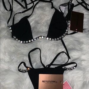 Black Diamente Trim Bikini